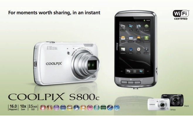 nikon s800c 1080p, android 2.3, coolpix S800c, facebook, gps, instagram, nikkor, Nikon