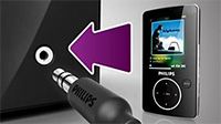 Entrada de áudio para uma reprodução fácil de música portátil