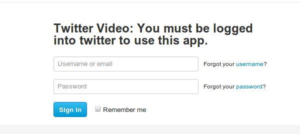 Vídeo do Twitter deve aceder ao Twitter para utilizar esta app