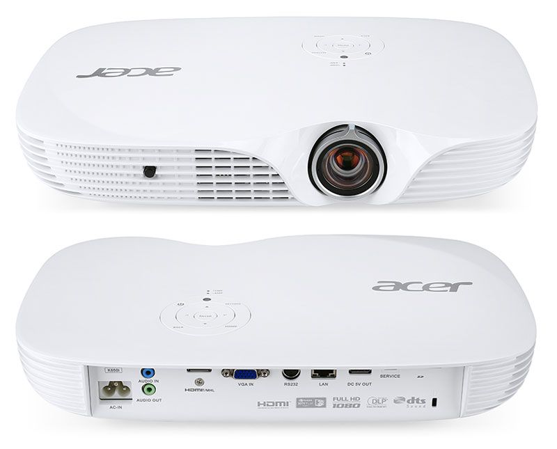 projetor Acer K650i LED - frente e traseira