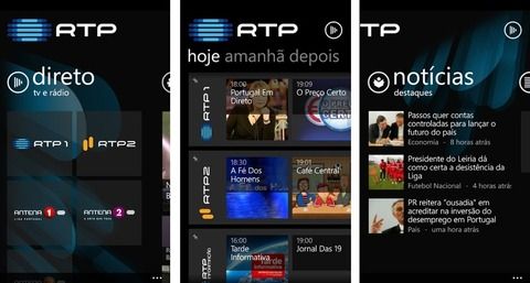 aplicação da RTP para Windows Phone