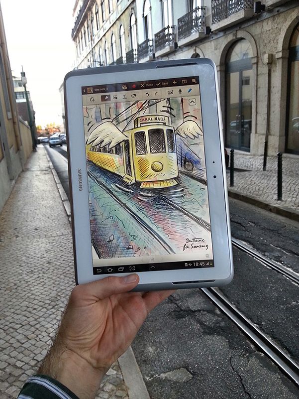 Flying-Tram-in-Lisbon-(Ben-Heine)