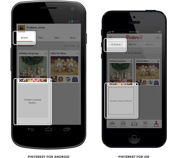 Pinterest for Android and iOS