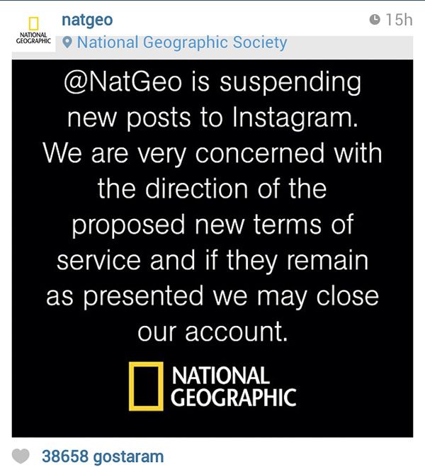 Imagem da reação da revistaNational Geographic no Instagram