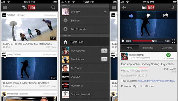YouTube com interface otimizada para iPhone 5