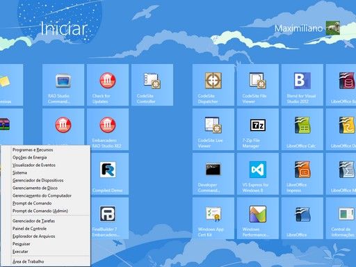 Windows 8 - Windows 8 - menu oculto