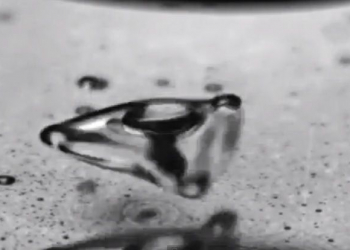 Levitating water drops form spinning stars