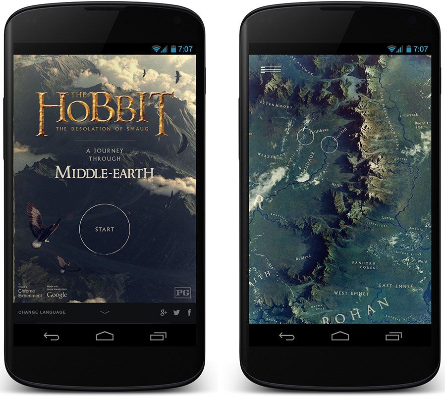 mobile ladningpage and map Experiência Chrome, filme, google, PC, smartphone, tablet, The Hobbit TecheNet Mobile_ladningpage_and_map