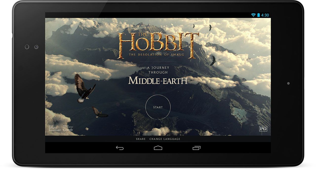 tablet landing Experiência Chrome, filme, google, PC, smartphone, tablet, The Hobbit TecheNet Tablet_landing