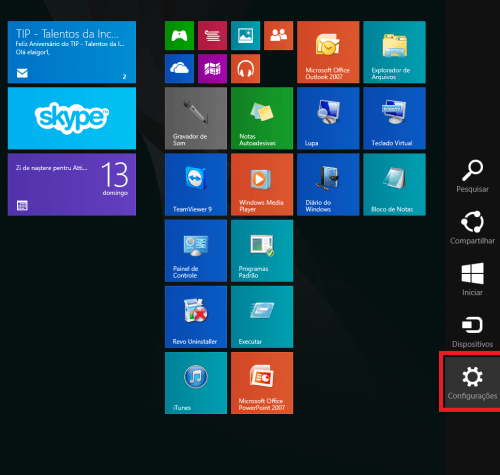 Como mudar a cor do Windows 8.1 passo1