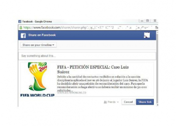 Página falsa no facebook de apoio ao jogador luis suàrez