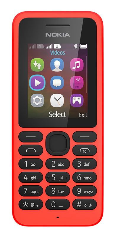 Nokia 130 Bright Red Front celular, Microsoft Devices, Nokia, Nokia 130, telemóvel TecheNet Nokia 130 com ecrã de 1,8 polegadas