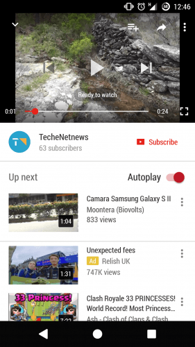 YouTube Android Autoplay