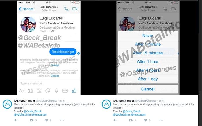 messenger que desaparece Facebook Messenger, mensagens privadas TecheNet Screenshot facebook messenger