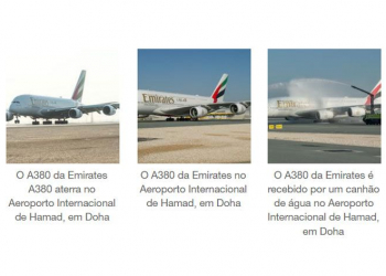 A emirates aterra em doha realizando o voo do a380 mais curto do mundo