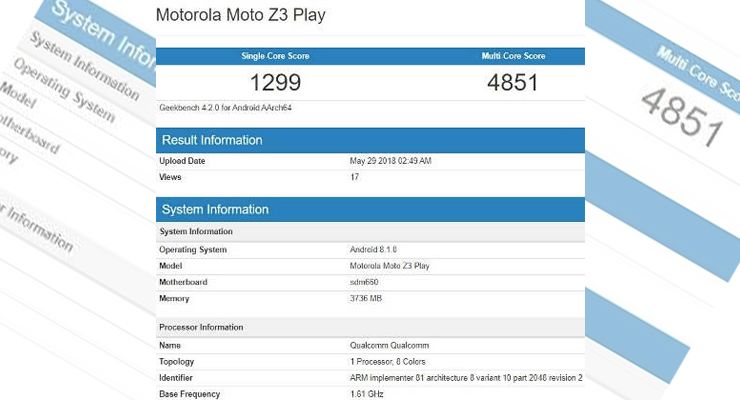 Moto Z3 Play Geekbench