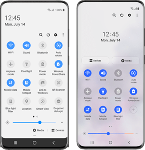 O Quick panel foi melhorado na versão One UI 3