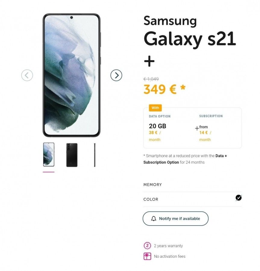 Samsung Galaxy S21 Europa Preço