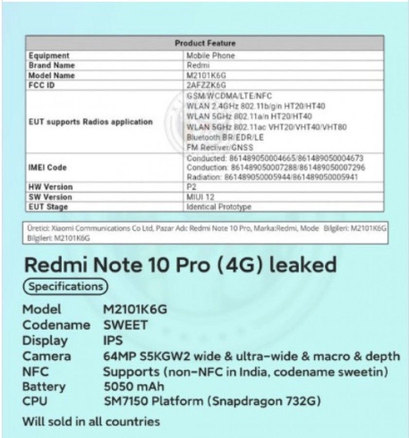 Redmi Note 10 Pro 4G Leak