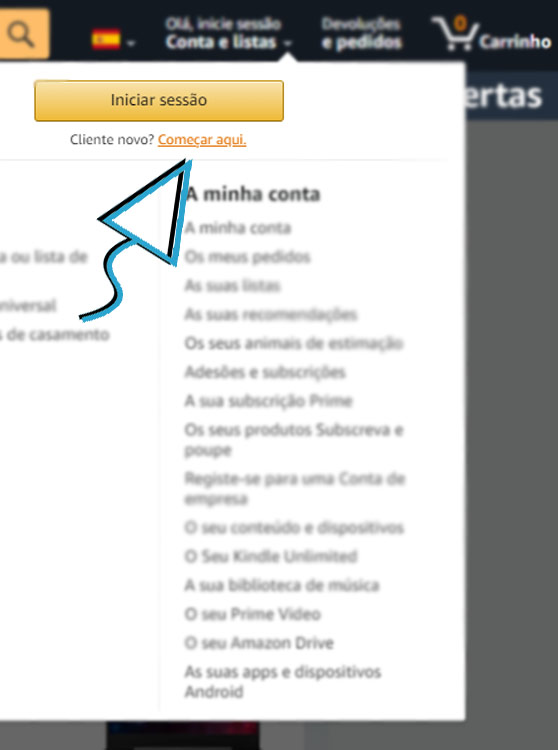 AmazonConta2 Amazon em Portugal, amazon es, amazon espanha, amazon portugal, como comprar na amazon, comprar na Amazon, compras online, Portugal, tutorial