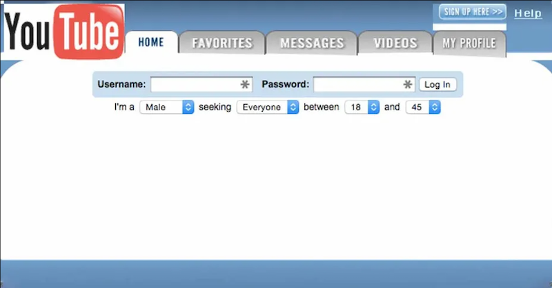 Aparência do youtube na altura da sua criação, em 2005  (foto: reprodução/internetarchive)