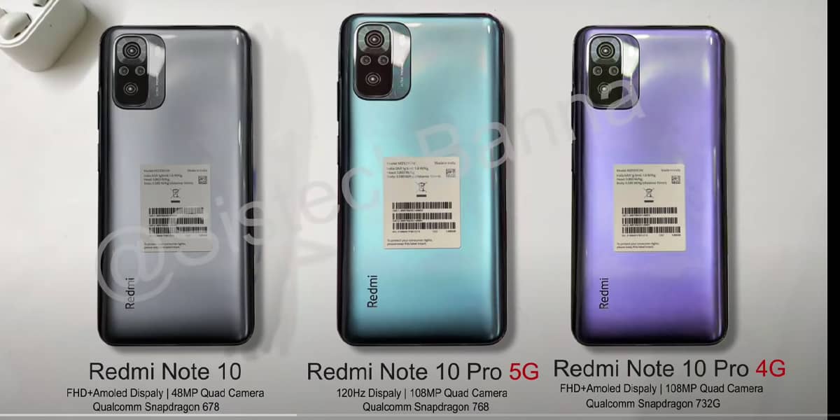Redmi Note 10 modelos