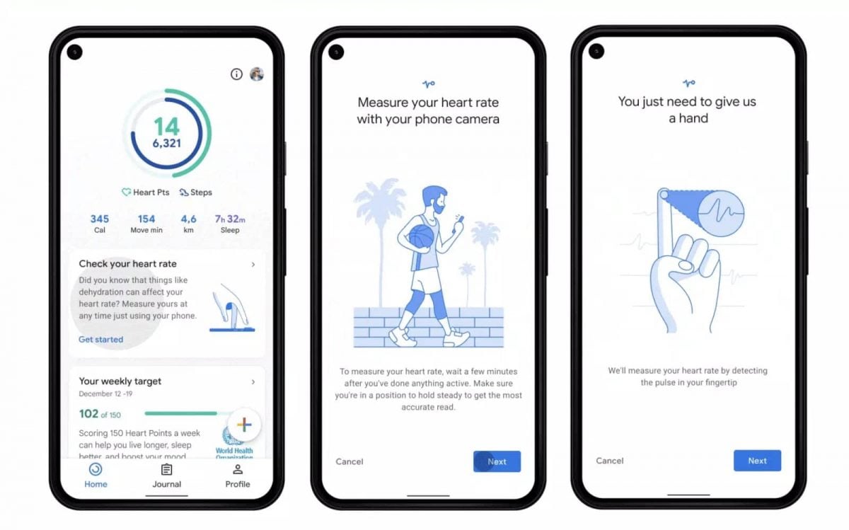 Google Fit câmara do smartphone batimentos cardíacos