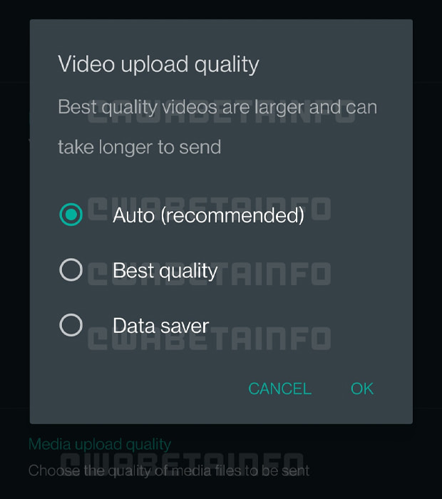 WhatsApp Qualidade de vídeo