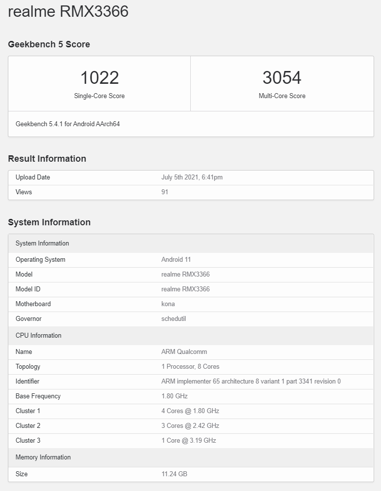 Realme X9 Pro no Geekbench