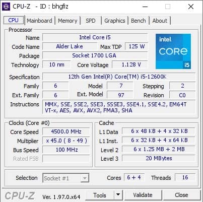 Intel Alder Lake i5 12600K