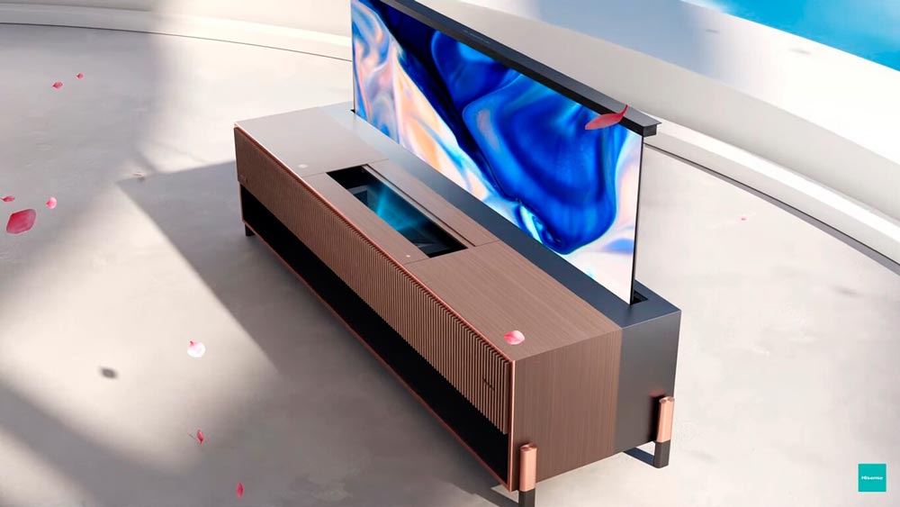Laser TV com ecrã enrolável