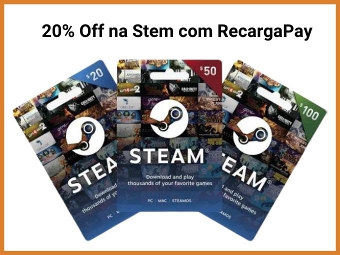 desconto de 20% em jogos da Steam com o RecargaPay