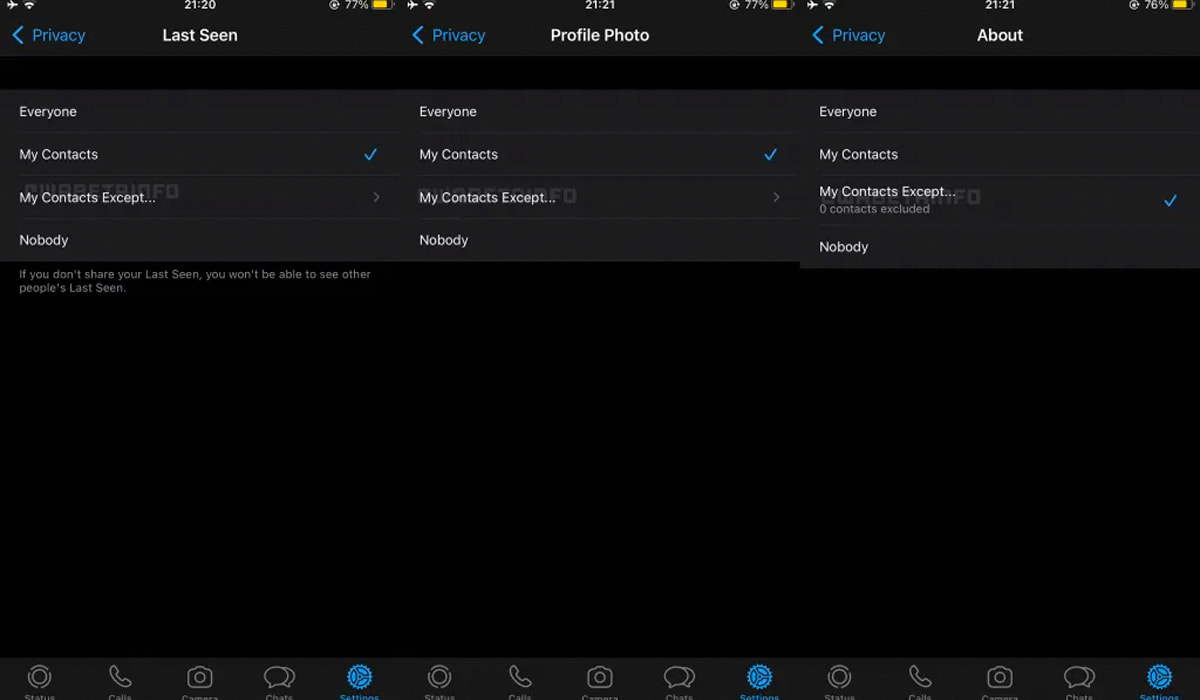 WhatsApp Beta iOS Privacidade