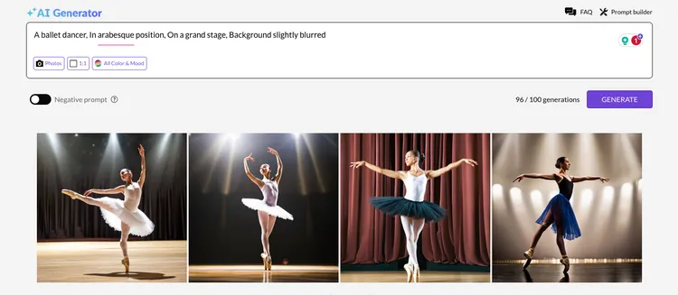 Imagens de bailarinas geradas pela Getty Images