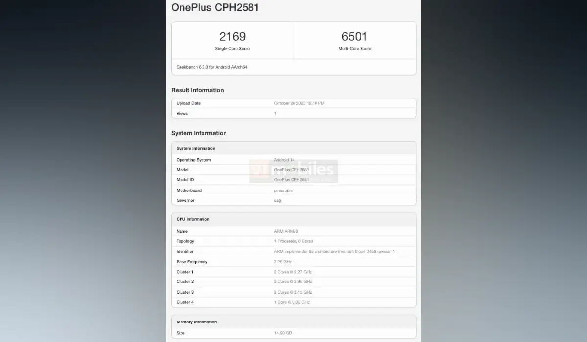 OnePlus 12 Geekbench