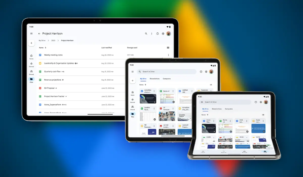 Google Drive UI tablets Android