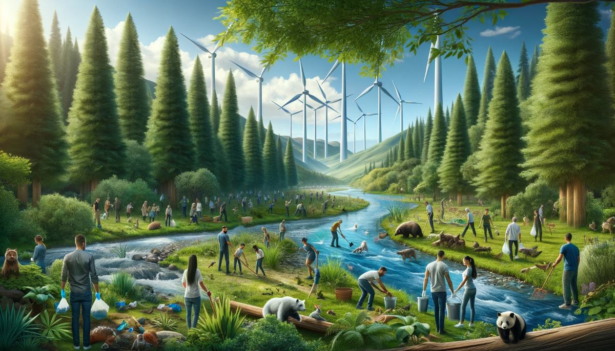 Imagem conceptual de sustentabilidade ambiental gerada através de IA