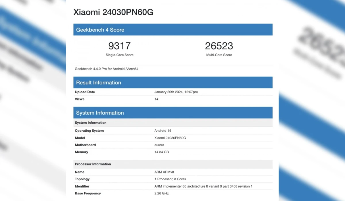 Xiaomi 14 Ultra Geekbench TecheNet Xiaomi 14 ultra geekbench