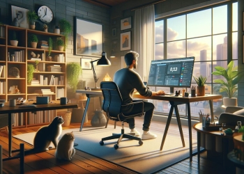 Imagem conceptual de teletrabalho gerada por ia