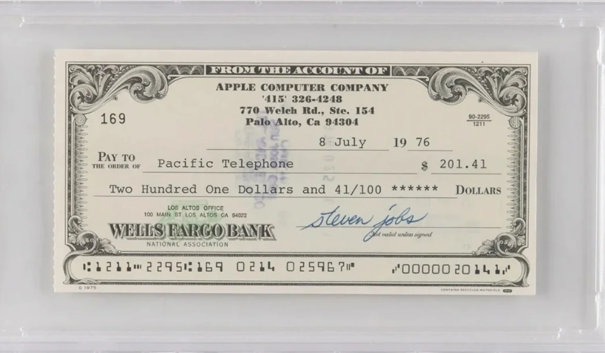 Apple Steve Jobs Cheque