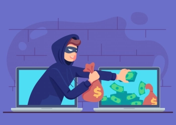 Hacker roubando dinheiro da vítima