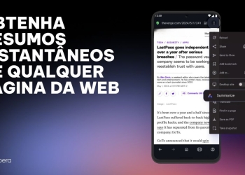 Opera para android: ia resume páginas da web instantaneamente
