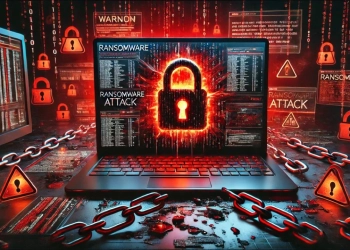 Imagem conceptual, gerada por ia, que simula ataques de ransomware