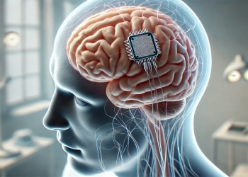 Precision neuroscience implante cerebral. Imagem conceptual gerada por ia