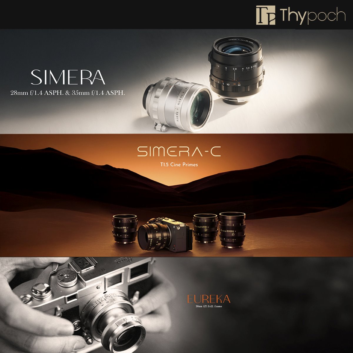 THYPOCH 3 linhas de objetivas TecheNet 3 séries de objetivas thypoch