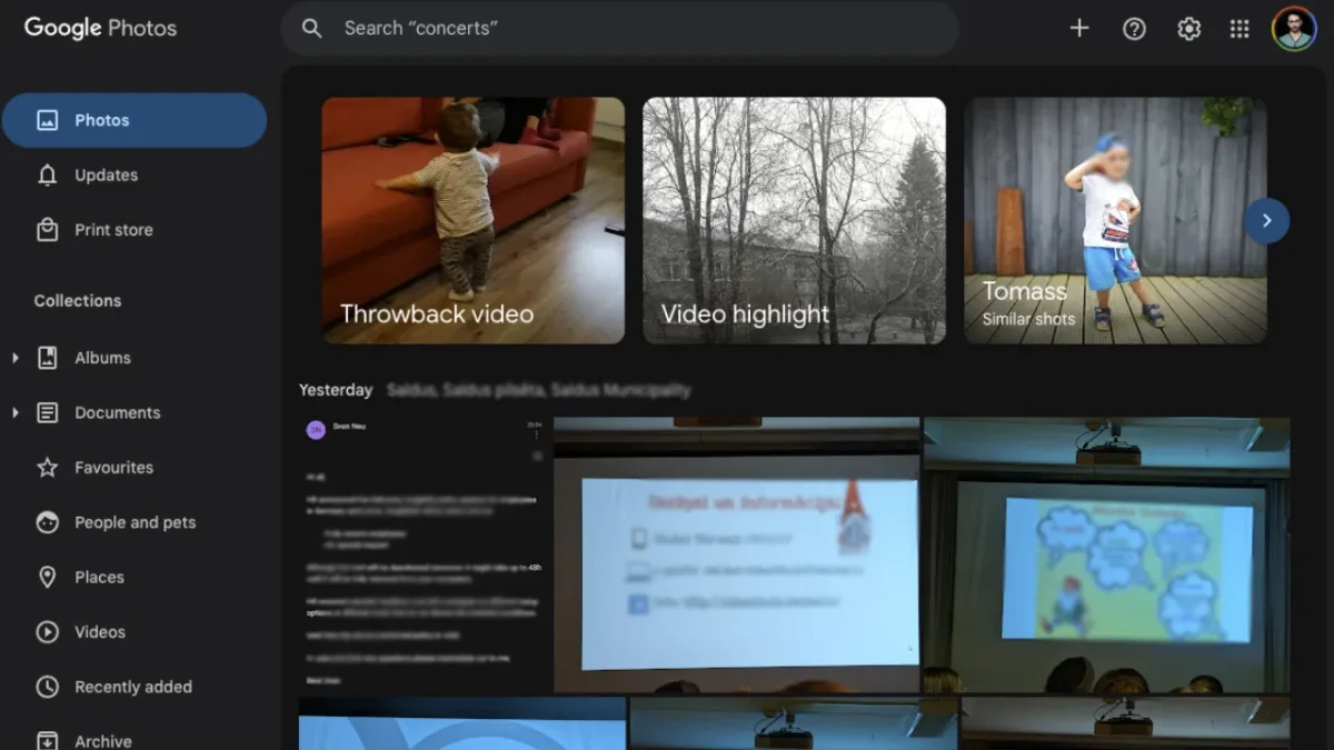 Google fotos - modo escuro