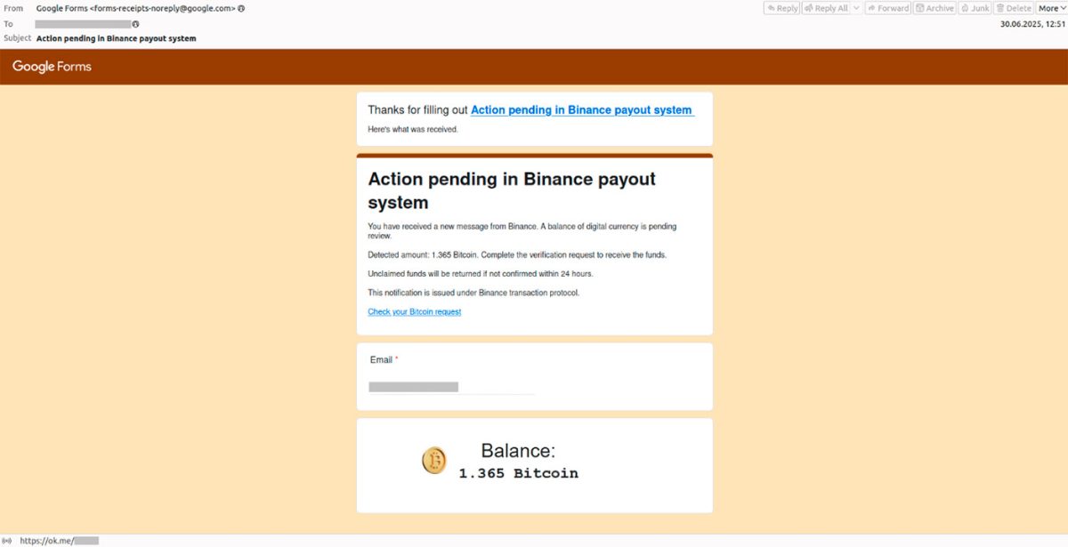 Fraude com google forms visa roubar criptomoedas