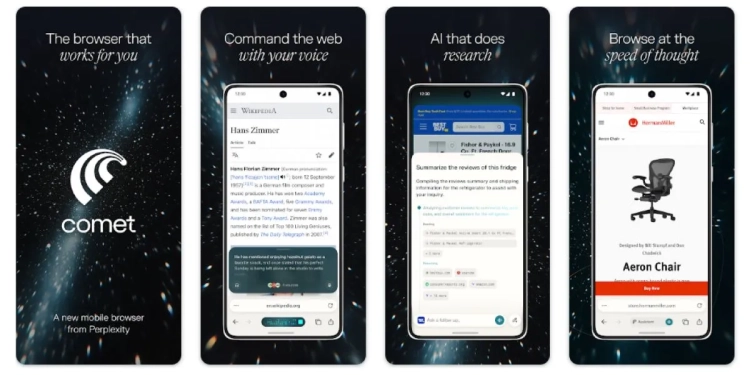 Perplexity lança navegador web "comet" para android