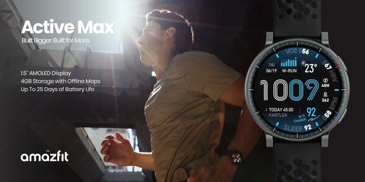 Amazfit Active Max TecheNet Amazfit active max: ecrã de 3000 nits e autonomia para 25 dias
