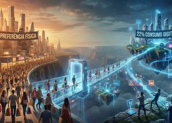 Lojas físicas mantêm 97% de preferência, mas gastos digitais já representam 22% do consumo total